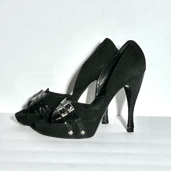 Dior by John Galliano 2003 Black Patent & Suede D'Orsay Platform Pump EU 38 US 8 - Picture 12 of 16